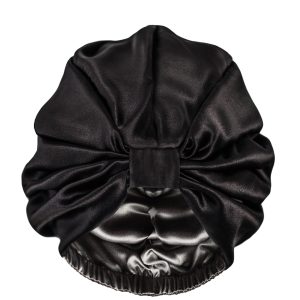 Jedwabny turban do spania dwustronny - Grafitowy/Czarny