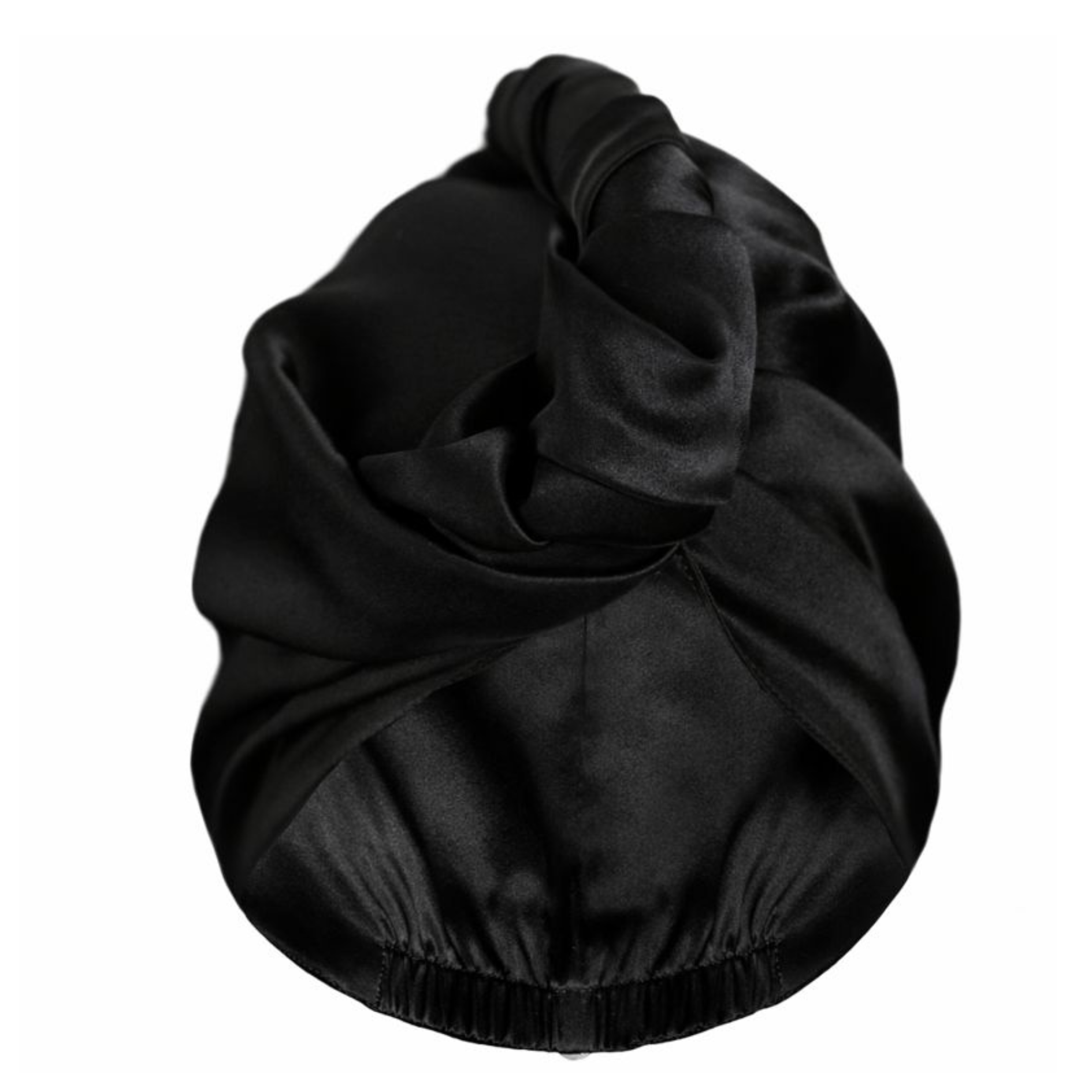 Jedwabny ręcznik turban do włosów - Czarny