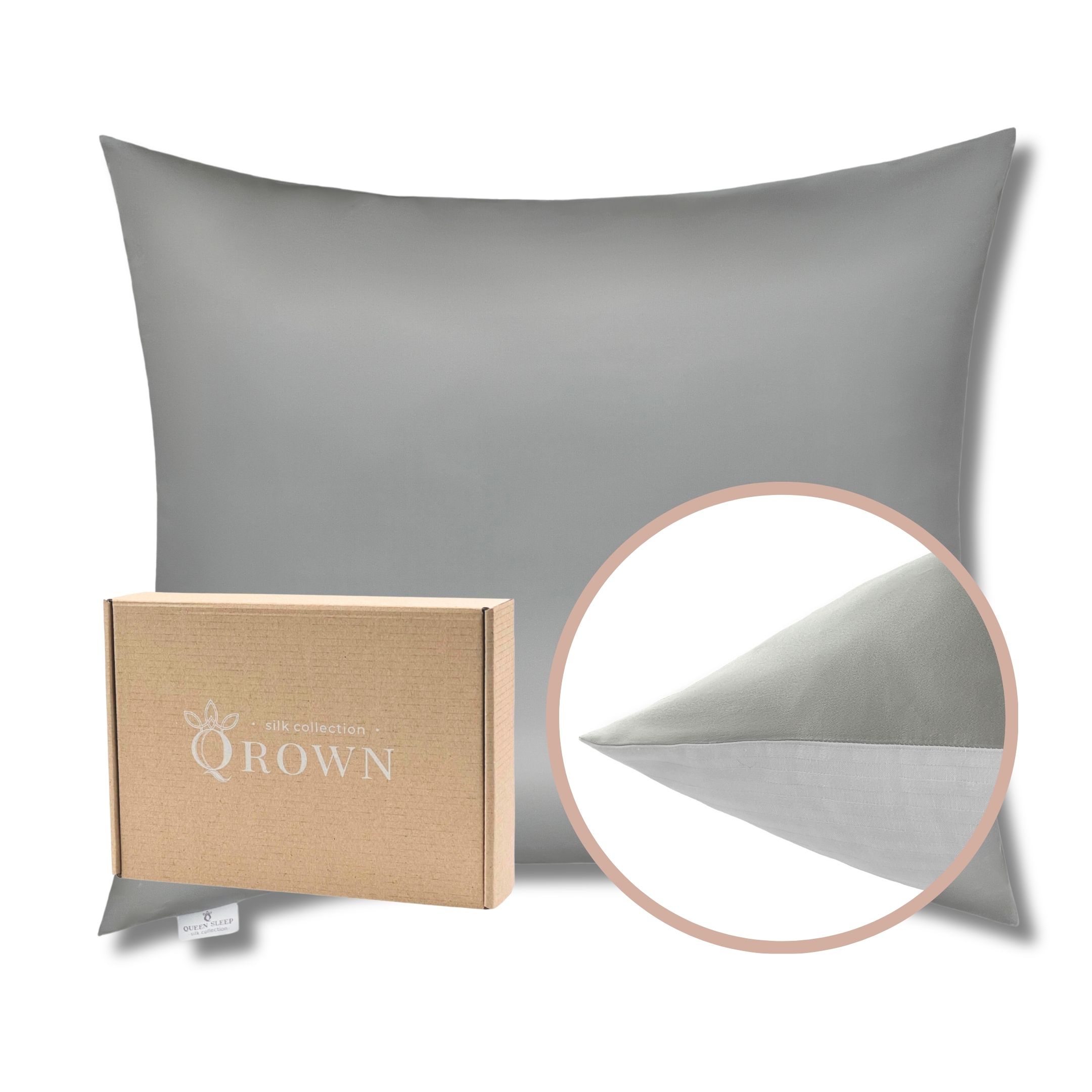 Outlet: Poszewka Jedwabna 40x60cm z Bawełną Jasny Popiel